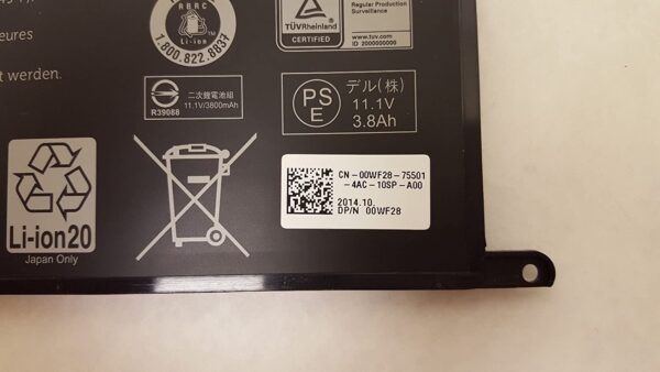 Dell Easyget Laptop Battery 0WF28 GK5KY 11.1V 43Wh for Inspiron P20T 11-3147 Series and 13 7347 Laptop 4K8YH 00WF28 04K8YH-- MPN: GK5KY - Image 3