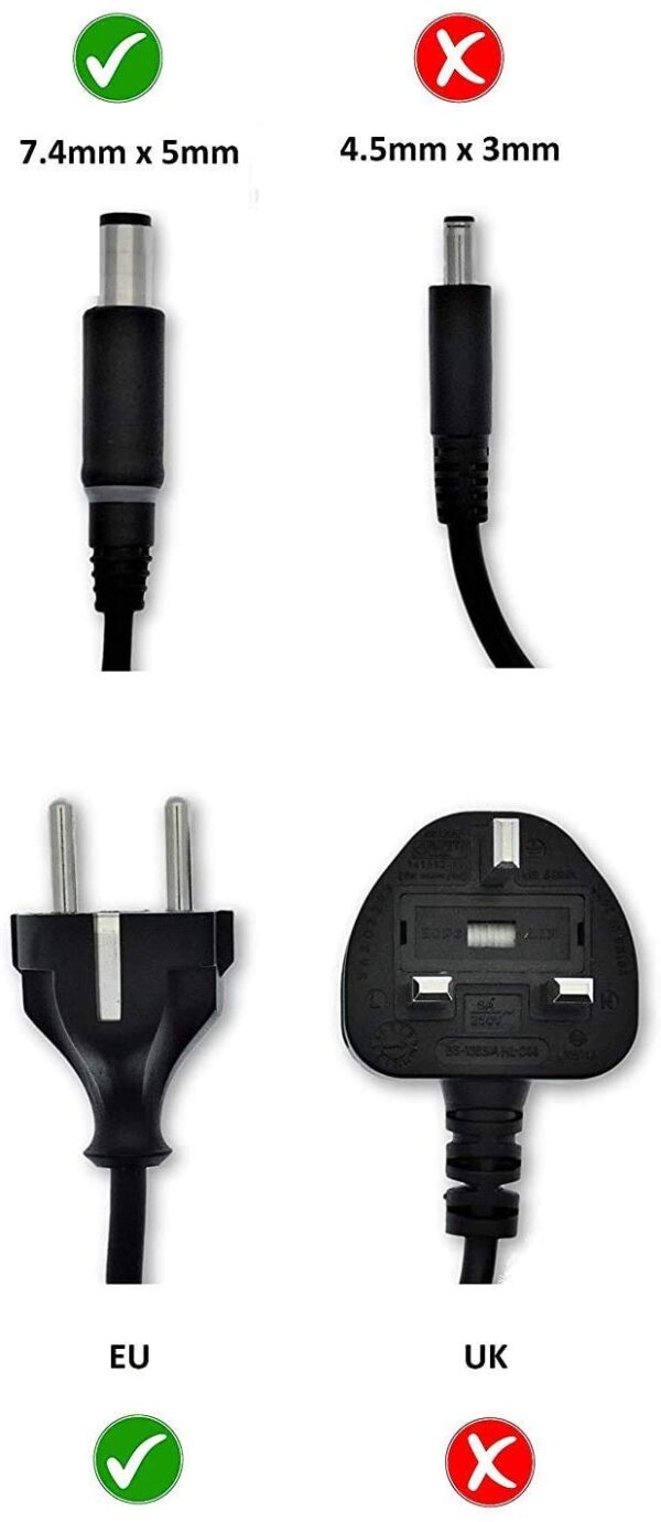 Dell 5GT3K 90W 19.5V 7.4mm Slim AC Laptop Adapter Charger with Power Cord (Black) - Image 3
