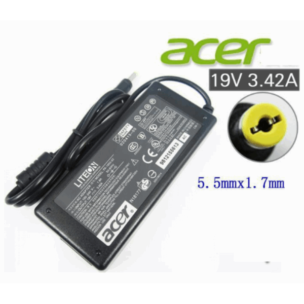 Acer Power Cable & Acer Original Genuine Laptop Battery Adapter Charger 65w 19v 3.42a Acer Aspire 5738zg 5740 5740g 5741 5741g 5741z 5742 5742g--MPN: Aspire 65W - Image 2