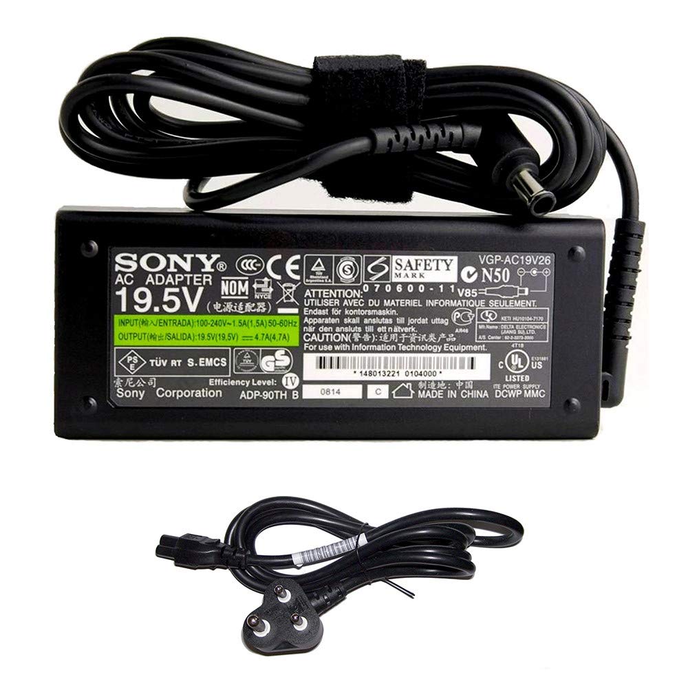 Original 90w 19.5v adapter charger for Sony VAIO VGN-FW375JB-- MPN: Sony 90w (Power Cord Included)