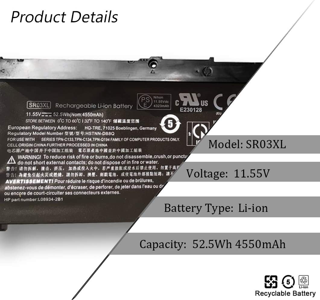 HP SR04XL BATTERY FOR HP OMEN 15-CE PAVILION GAMING 15-CX PAVILION POWER 15-CB - Image 3