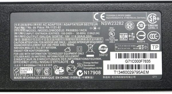 Toshiba 19V 6.32A 120W PA-1121-04 PA3717E-1AC3 AC Adapter Charger (CAA3G_TOSH-PB37) - Image 6