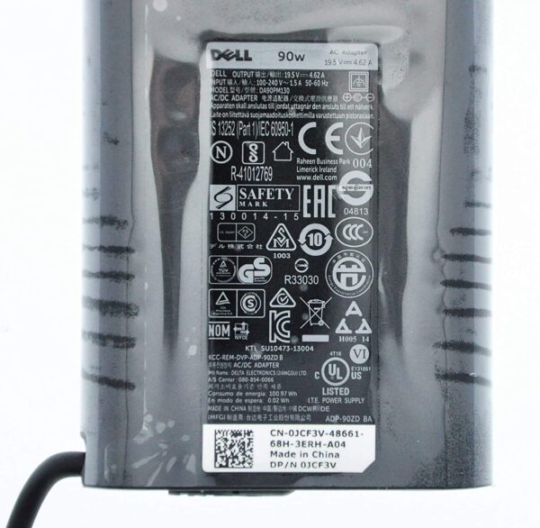 Dell 5GT3K 90W 19.5V 7.4mm Slim AC Laptop Adapter Charger with Power Cord (Black) - Image 6