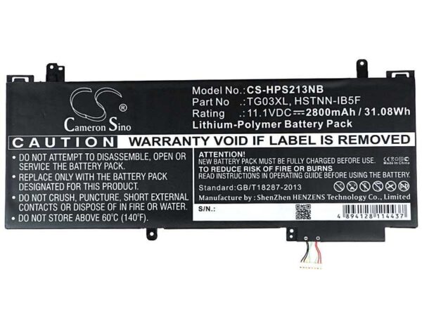 HP TG03XL Battery - 2800mAh Li-Polymer