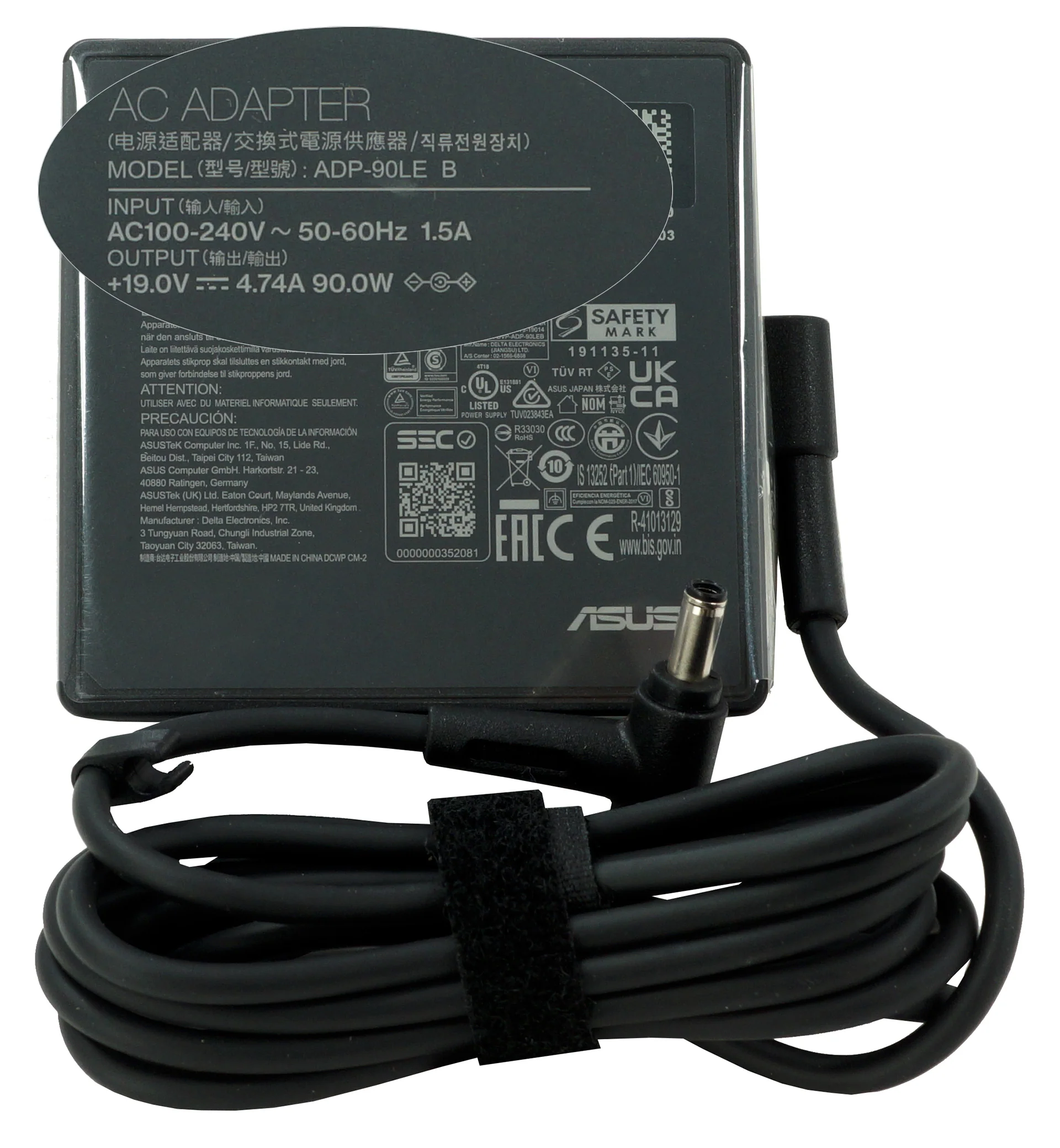 Genuine ASUS 90 W AC Adapter & Cord (4.5 x3.0 mm Pin)
