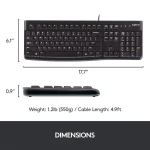 Logitech K120 Corded USB Keyboard with Spill Resistant Design - Black - Image 4